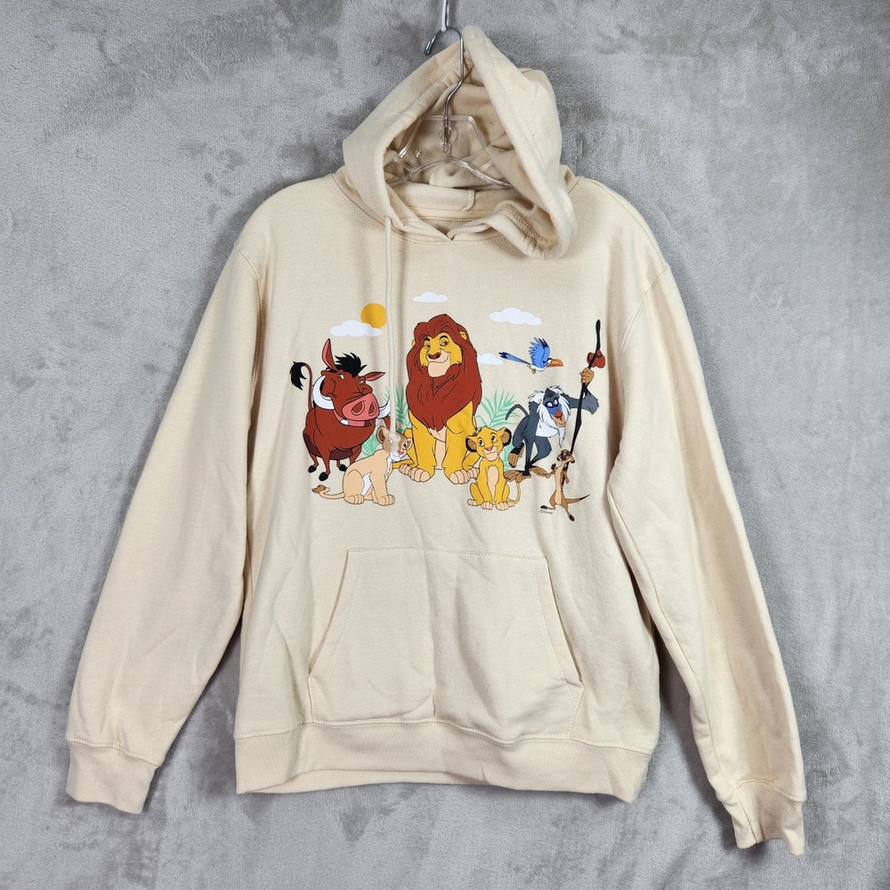 Disney Lion King Hoodie Juniors‎ Medium Tan Character Graphic Fleece Sweatshirt